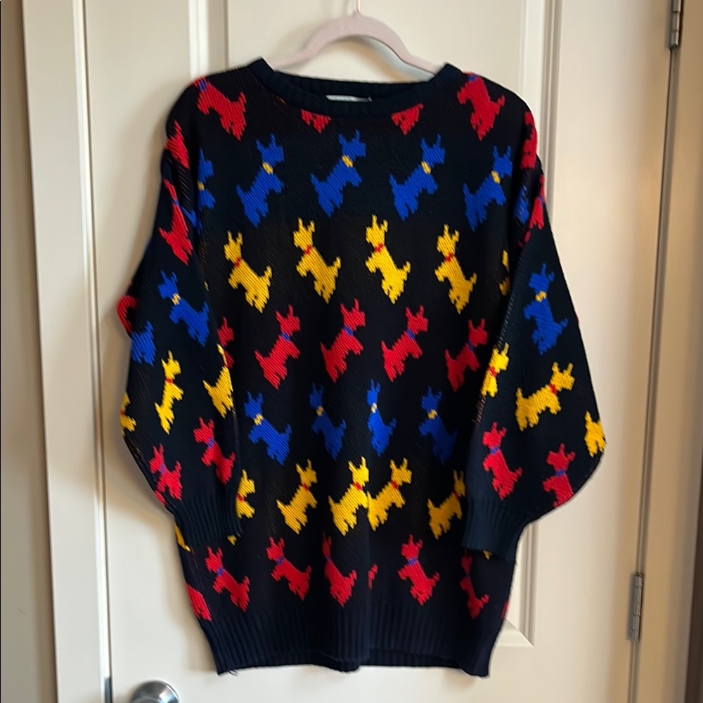 Colorful Dog Pattern Vintage Sweater